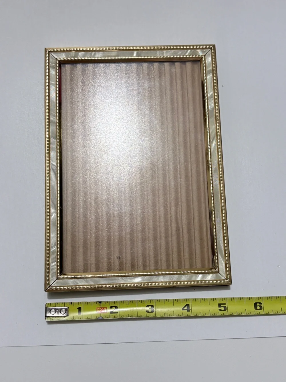 VINTAGE Mother of Pearl 5X7 Frame Easel Holographic Stands Metal